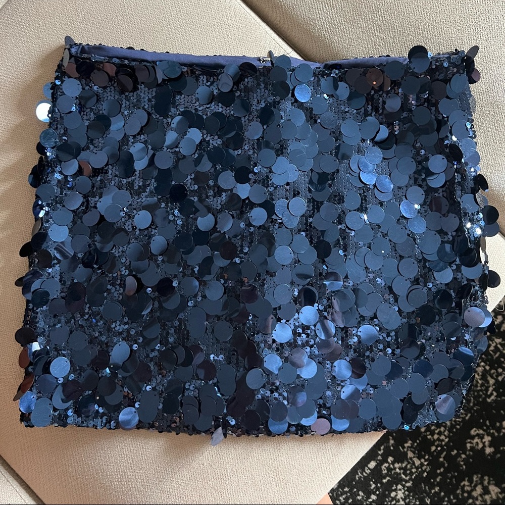 Meshki Dinah Sequin Low Rise Mini Skirt - Midnight Navy